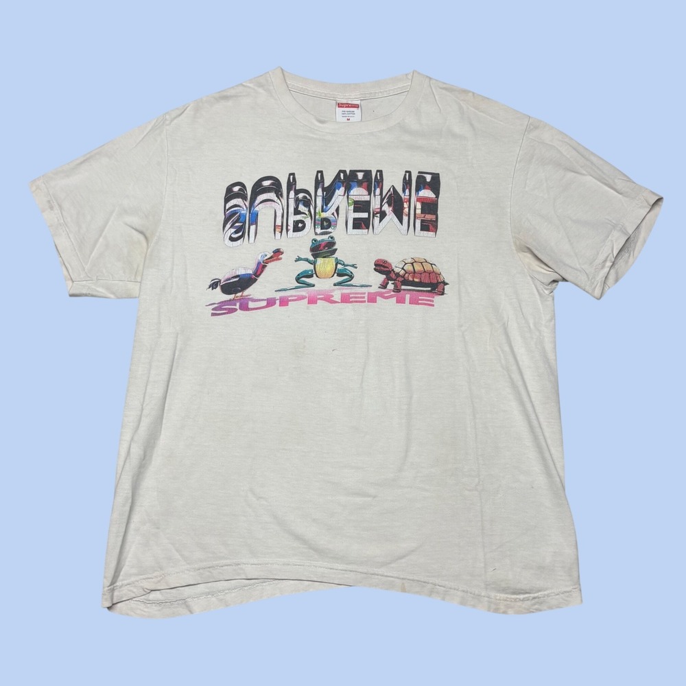 Supreme Friends Graphic Tee White Mens Medium Pelican Frog Turtle Streetwear